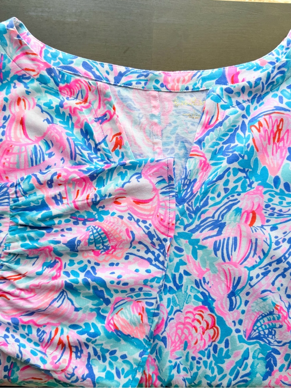 Lilly Pulitzer Tosha Print Shift Dress Multi Treasure Trove Floral Bell Sleeve L - Picture 4 of 12